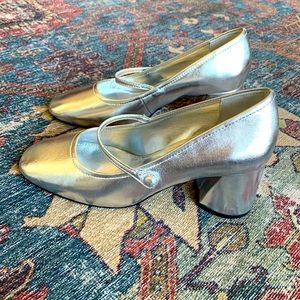 Metallic silver heeled Mary Janes 37 - 7 MANGO